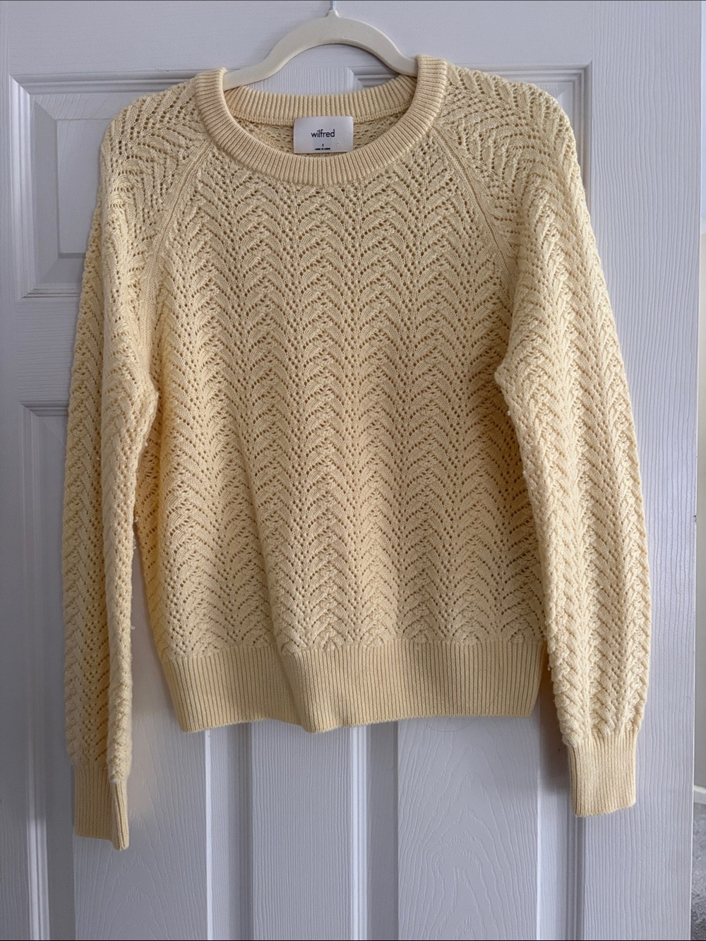 Wilfred Yellow Open-Knit Crewneck Sweater